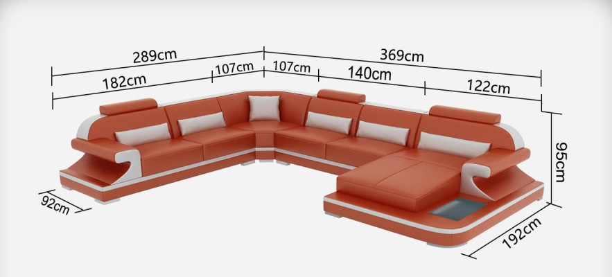 Leren bank Bank woonlandschap hoekbank hoekbankstel design modern bank met USB