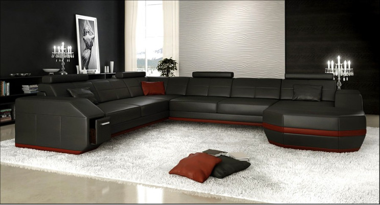 Leder Hoekbank Hoekbank Hoekbank Bank Bank Woonlandschap Bekleding Tafel USB