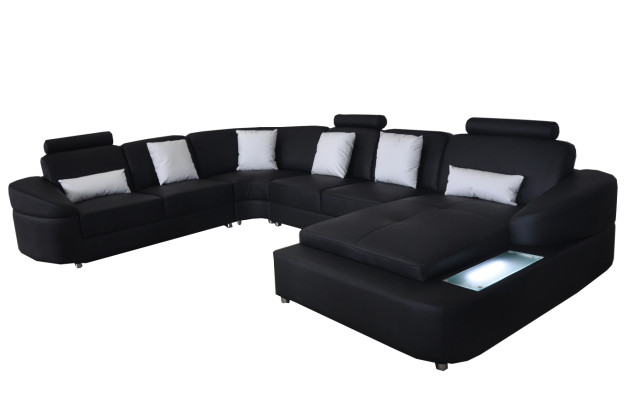 Leren bank met USB bankstel woonlandschap hoekbankstel design moderne banken U-vorm