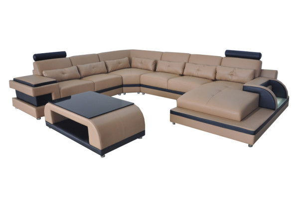 Luxe gestoffeerde leren hoekbank met USB bank woonmeubels landschap set