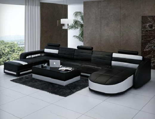 LEREN BANKSTEL DESIGNER WOONLANDSCHAP SOFA U-VORM met USB-COLO 3 HOEKBANK BANK NIEUW