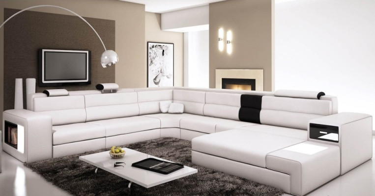 Lederen bank bank woonlandschap hoekbank fauteuil set garnituur modern bankstel.