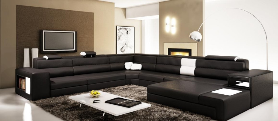 Leren bank Woonlandschap U-vorm Set Ontwerp Modern Bankstel
