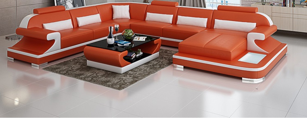 Leren bank bank woonlandschap hoekbank hoekbank set ontwerp modern sofa G8021