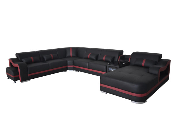 Leren bankstel bekleding set zitontwerp modern hoekbank met USB-woonlandschap