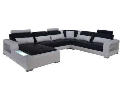 Lederen bank + USB bank woonlandschap hoek set design modern gestoffeerde U vorm