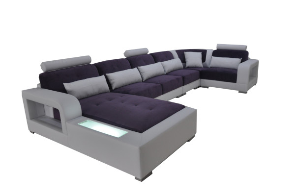 Lederen bank + USB bank woonlandschap hoek set design modern gestoffeerde U vorm