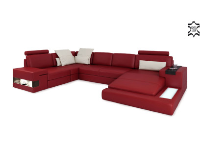 Hoekbank met USB bank bank bekleding U-vorm woonlandschap leren bank hoekontwerp