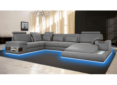 Grote bank woonlandschap leren bank met USB design bank bank bekleding hoekbank