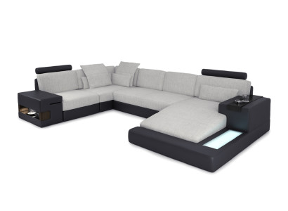 XXL hoekbank woonlandschap U-vorm leren bank bank bekleding stof leder USB  XXL hoekbank woonlandschap U-vorm leren bank bank bekleding stof leder USB