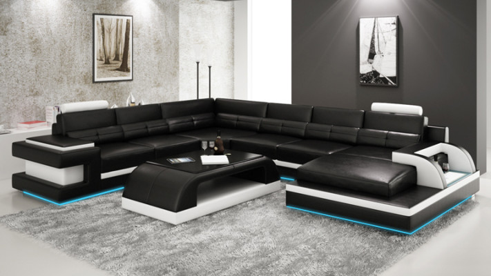 Leren bank bank woonlandschap hoekbank hoekbankstel design modern bankstel L6017