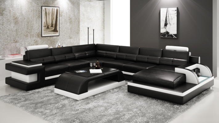 Leren bank bank woonlandschap hoekbank hoekbankstel design modern bankstel L6017