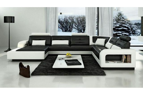 Eckbank Bank Bank Bank Zitmeubel Leder Hoekbank Set U-vorm H2209