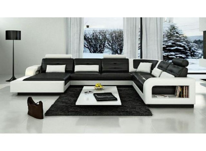 Eckbank Bank Bank Bank Zitmeubel Leder Hoekbank Set U-vorm H2209