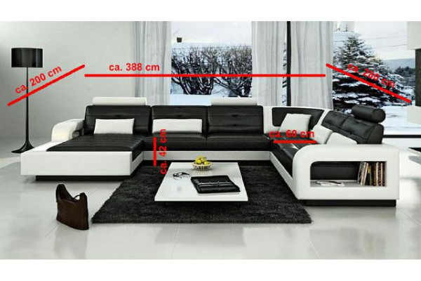 Eckbank Bank Bank Bank Zitmeubel Leder Hoekbank Set U-vorm H2209