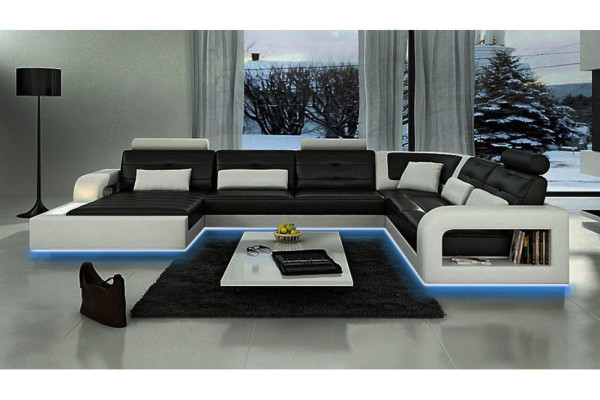 Eckbank Bank Bank Bank Zitmeubel Leder Hoekbank Set U-vorm H2209