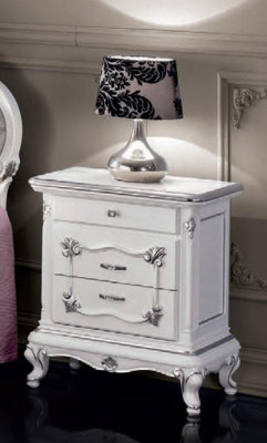 Klassieke meubels 6-delig slaapkamer set Bed 2x Nachtkastjes Krukje Ladekast Spiegel