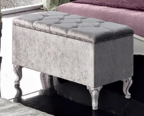 Klassieke meubels 6-delig slaapkamer set Bed 2x Nachtkastjes Krukje Ladekast Spiegel