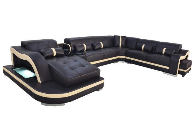 Leren bankkussen zitwoonlandschap moderne hoekbanksofa U-vormig ontwerp