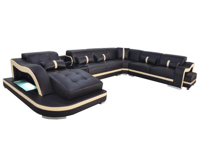 Leren bankkussen zitwoonlandschap moderne hoekbanksofa U-vormig ontwerp