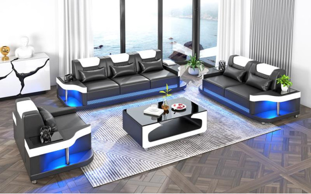 Sofaset 3+2+1-zitsset Design Bank Beklede banken Woonkamerset Leer
