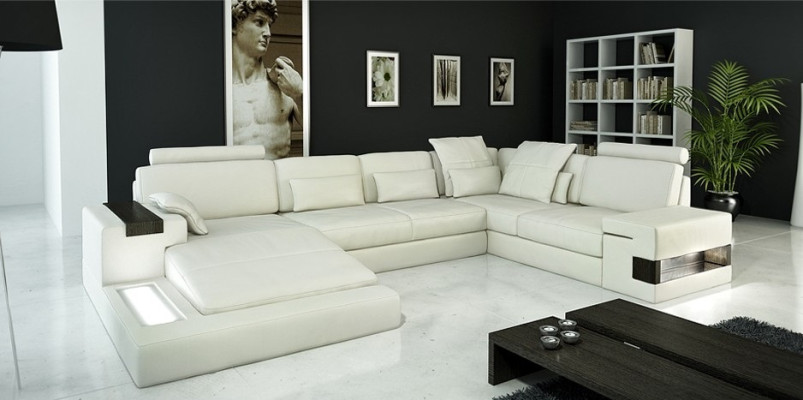 Woonlandschap gestoffeerde bankstel set XXL Big Sofa Bellini Design leren bank Nieuw