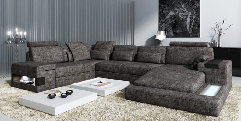 Woonlandschap gestoffeerde bankstel set XXL Big Sofa Bellini Design leren bank Nieuw