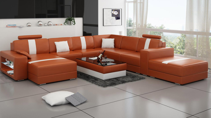 Leren hoekbank U-vorm bank woonlandschap hoekbank set modern design bank K5010.