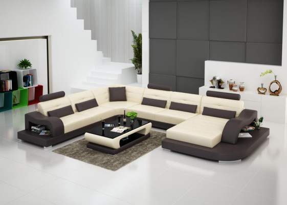 Leren bank bank woonlandschap hoekbank hoekstel modern design bankstel G8005 nieuw