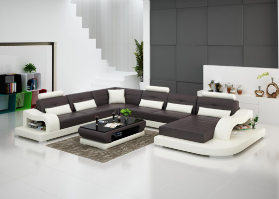 Leren bank bank woonlandschap hoekbank hoekstel modern design bankstel G8005 nieuw