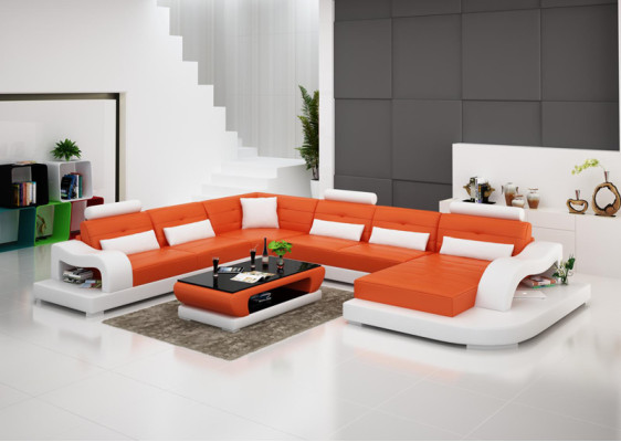 Leren bank bank woonlandschap hoekbank hoekstel modern design bankstel G8005 nieuw