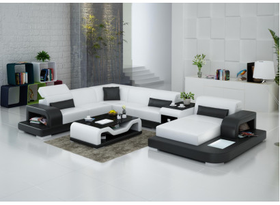 Hoekbank Sofa + USB bekleding woonlandschap gestoffeerde hoekbank designbank leren bank nieuw
