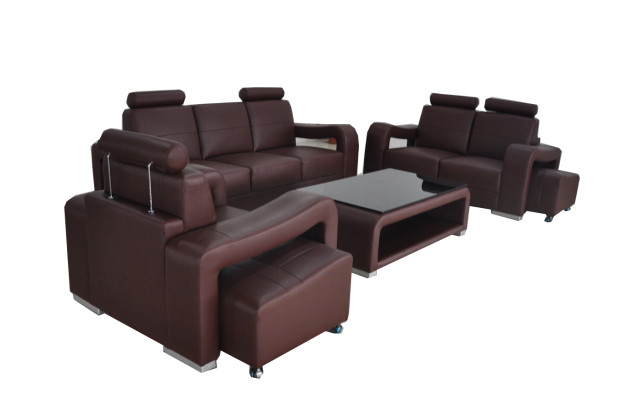 Garnituur Lederen Bank met USB Kussens Banken Sofas Luxe Nieuw Woonlandschap 3+2+1