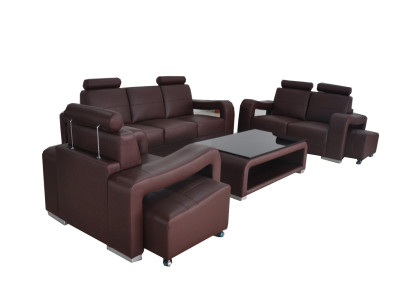 Garnituur Lederen Bank met USB Kussens Banken Sofas Luxe Nieuw Woonlandschap 3+2+1