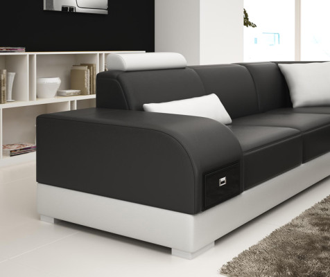 Leren bankstel Bankstel Hoekbank Hoekbankset Ontwerp Moderne Sofa + USB Rood