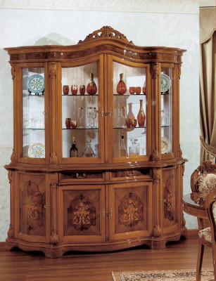 xxl Vitrine Glazen Kast Echt Hout Vitrine Dressoir Italiaanse Meubels Kasten  xxl Vitrine Glazen Kast Echt Hout Vitrine Dressoir Italiaanse Meubels Kasten