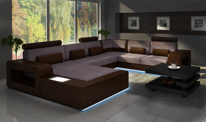 Bank bankstel stof textiel leer bank met verlichting woonlandschap bank!