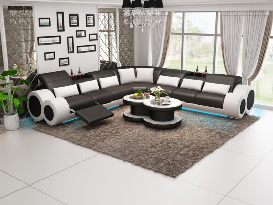 Lederen bank Bank Woonlandschap Hoekbank Hoek Opstelling Ontwerp Modern Bankstel G8035C