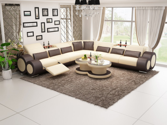 Lederen bank Bank Woonlandschap Hoekbank Hoek Opstelling Ontwerp Modern Bankstel G8035C