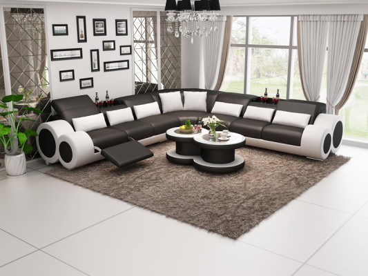 Lederen bank Bank Woonlandschap Hoekbank Hoek Opstelling Ontwerp Modern Bankstel G8035C