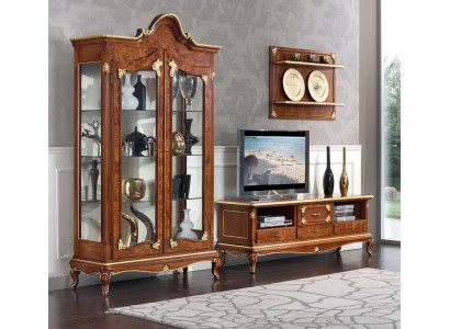 Italiaanse woonkamer woonwand rtv Tv dressoir kast vitrine wandplank 3-delig