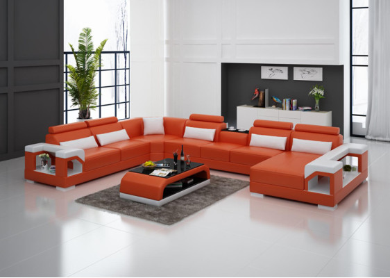 Compleet set kussens lederen bankstel woonlandschap hoekbank set modern bankstel USB.