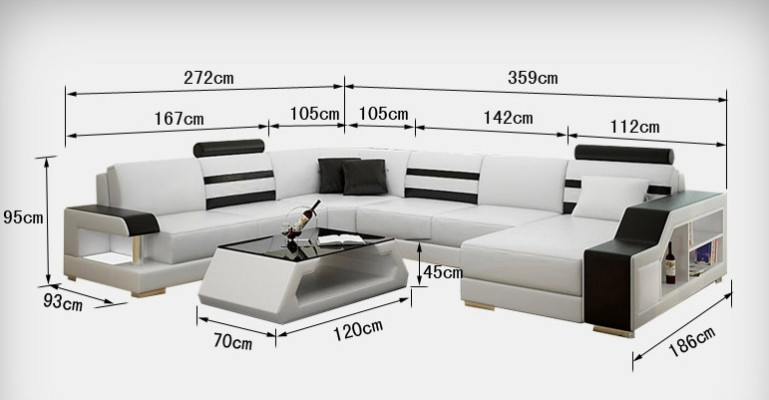 Ontwerp bank hoekbank woonlandschap met rek bekleding zitbank garnituur leren bankstel USB