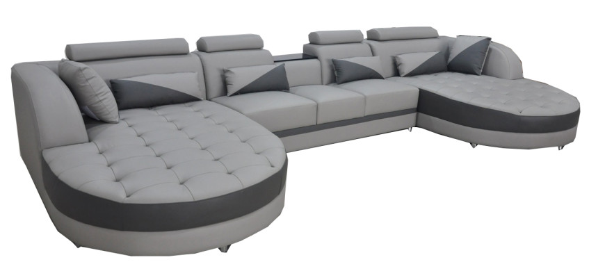 Woonlandschap met bedfunctie Grijze hoekbank U-vorm Bankontwerp Bekleding USB Nieuw