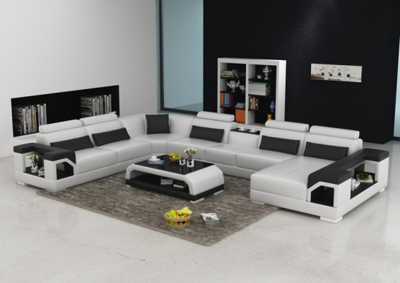 Leren bank Bank Woongebied Hoekbank Hoekbank Design Modern Bankstel G8010 Nieuw