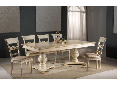 Compleet set eettafel 6 stoelen eetkamerset eetgroep houten tafel tafels 7-delig