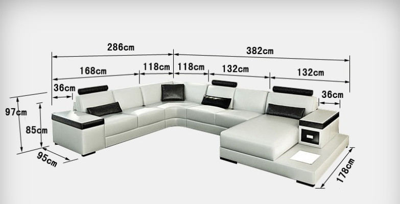 Leren bank woonlandschap hoekbank set ontwerp modern nieuw banklicht USB