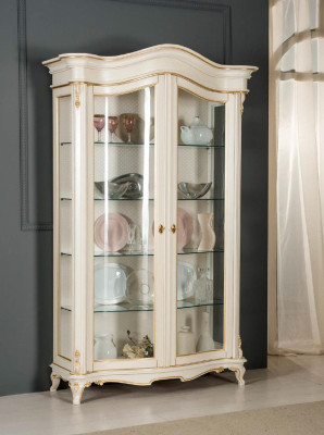 Vitrine Glas Kast Vitrine Woonkamer Hout Dressoir Italiaanse meubelen Plank