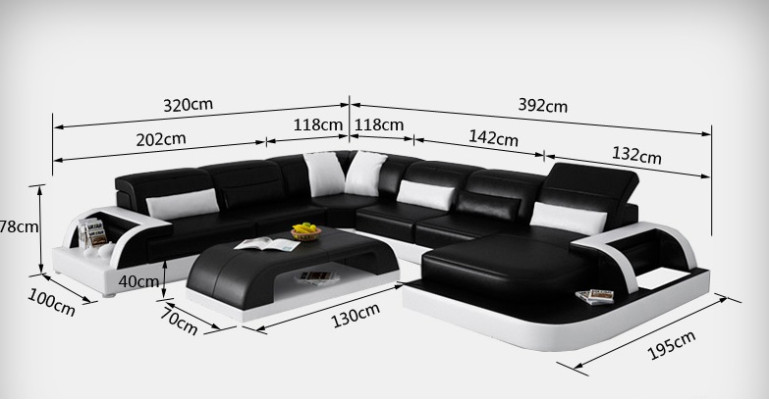 Bank Hoekbank Ontwerp Woonlandschap Zwart Bekleding Zitcombinatie Leren bank USB