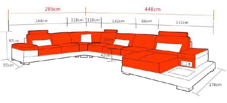 Ontwerp XXL leren bank "Premium Comfort" met hoogwaardig kunstleer